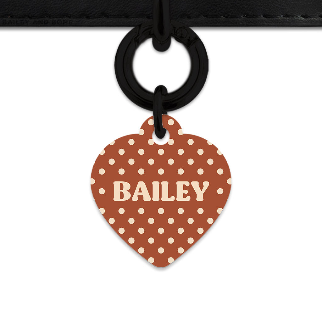 Brown And Beige Polka Dots Pet ID Tag