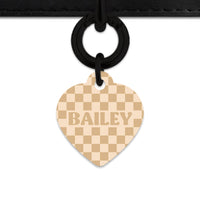 Beige And Tan Checkers Pet ID Tag