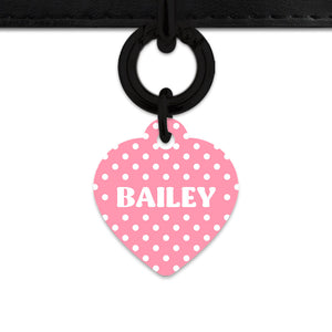 Pink And White Polka Dot Pet ID Tag