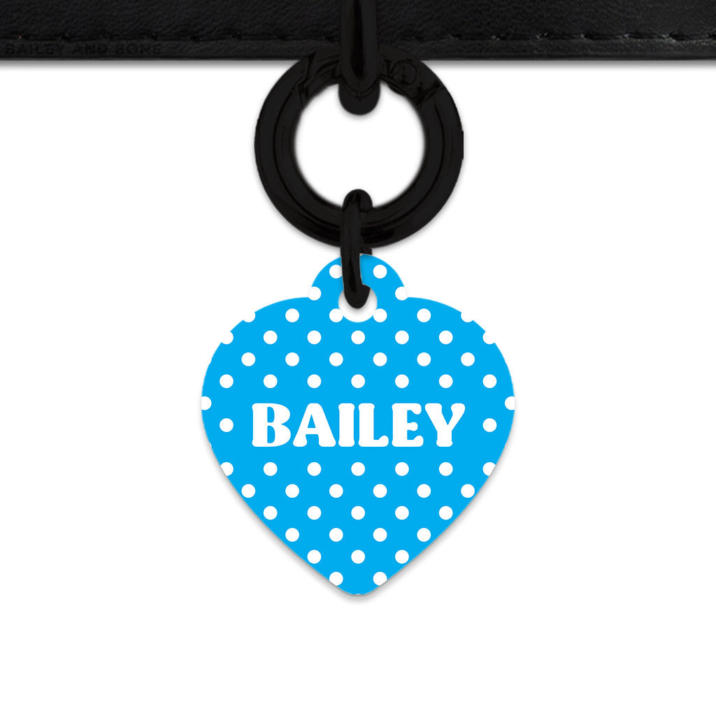 Blue And White Polka Dots Pet ID Tag