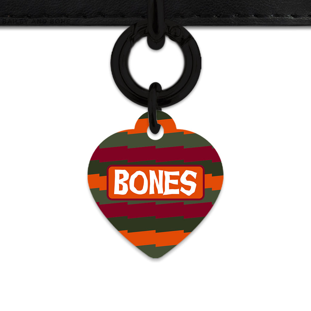 Green And Orange Spooky Stripes Pet ID Tag