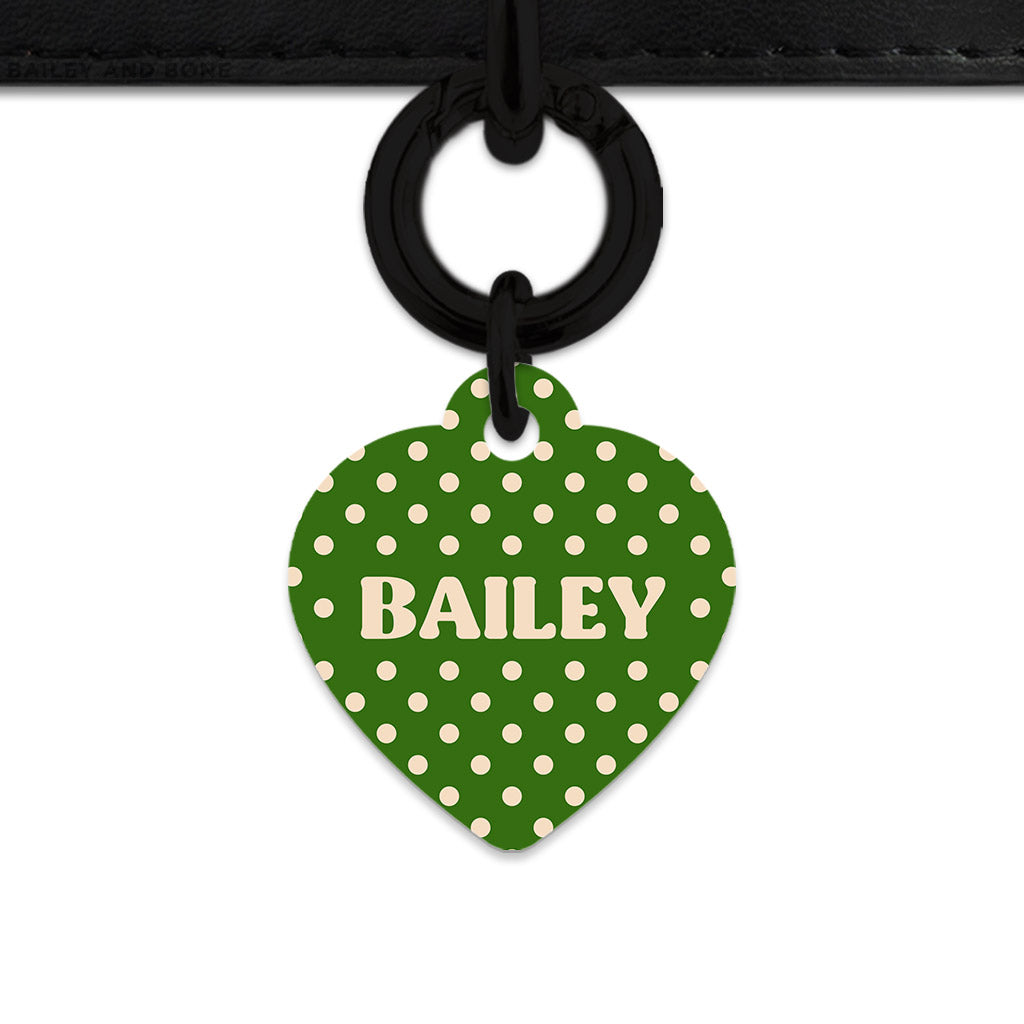 Green And Beige Polka Dots Pet ID Tag