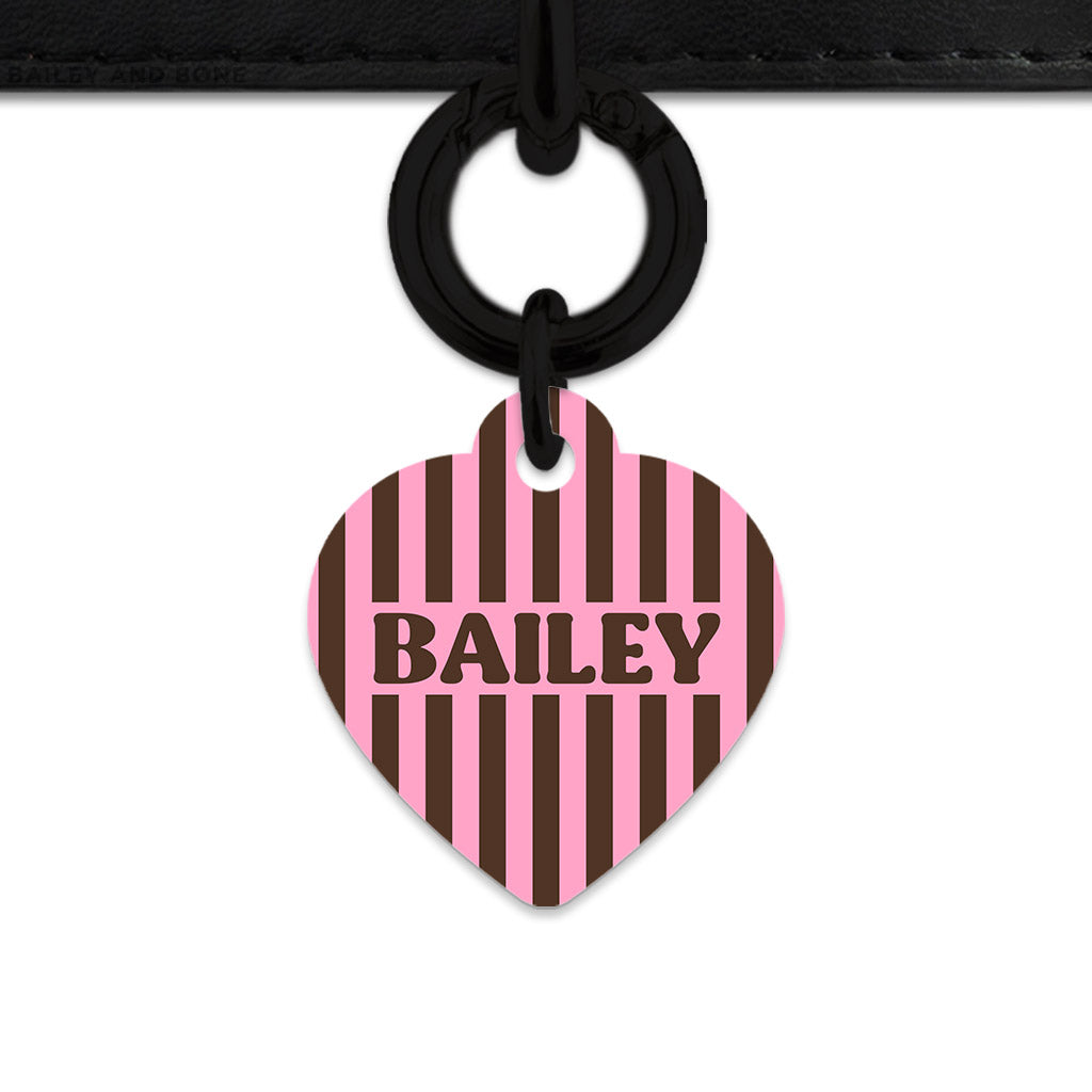 Pink And Brown Stripes Pet ID Tag