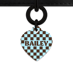Blue And Brown Checkers Pet ID Tag