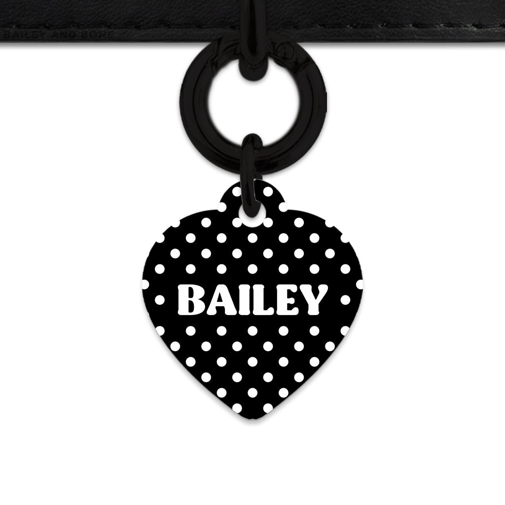 Black And White Polka Dots Pet ID Tag