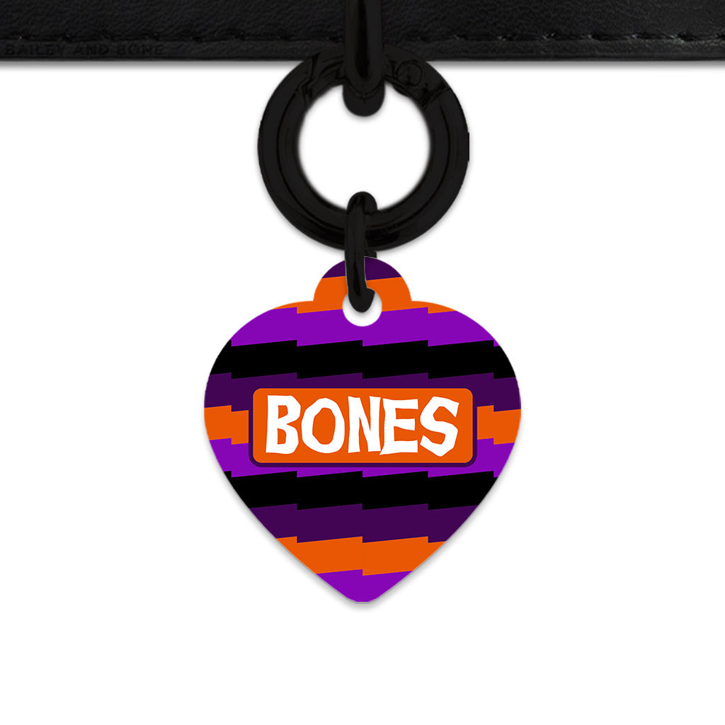 Purple And Orange Spooky Stripes Pet ID Tag
