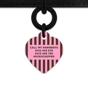 Pink And Brown Stripes Pet ID Tag