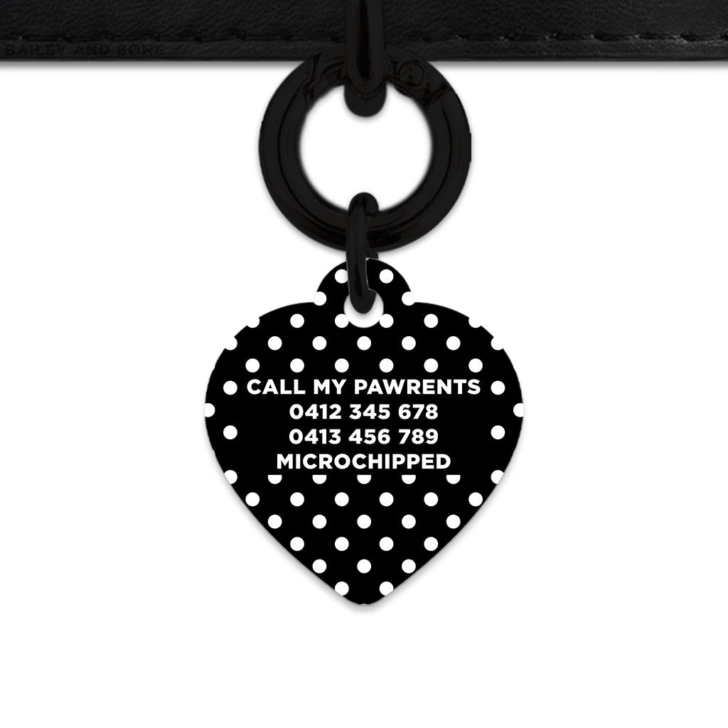 Black And White Polka Dots Pet ID Tag