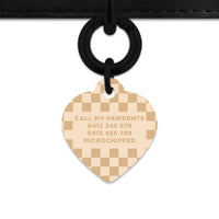Beige And Tan Checkers Pet ID Tag