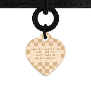 Beige And Tan Checkers Pet ID Tag