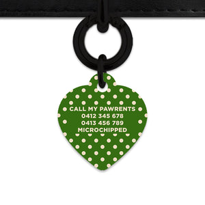 Green And Beige Polka Dots Pet ID Tag