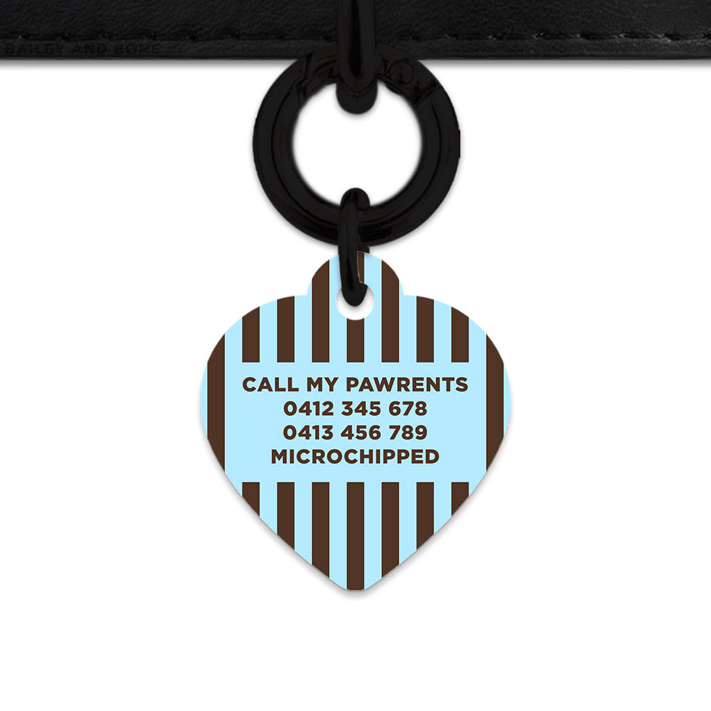 Blue And Brown Stripes Pet ID Tag