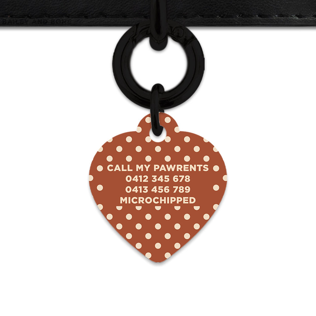 Brown And Beige Polka Dots Pet ID Tag