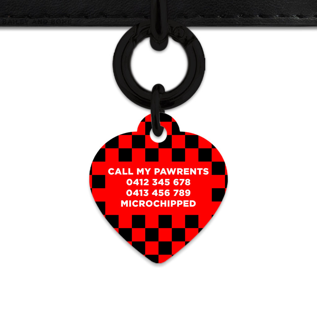 Black And Red Checkers Pet ID Tag