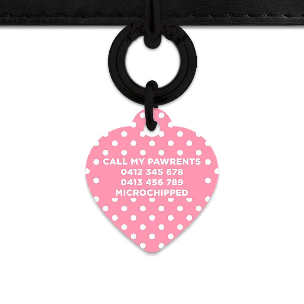 Pink And White Polka Dot Pet ID Tag