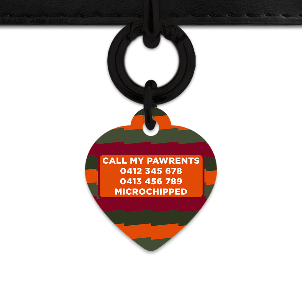 Green And Orange Spooky Stripes Pet ID Tag