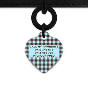 Blue And Brown Gingham Pet ID Tag