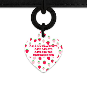 Pink And Red Strawberries Pet ID Tag
