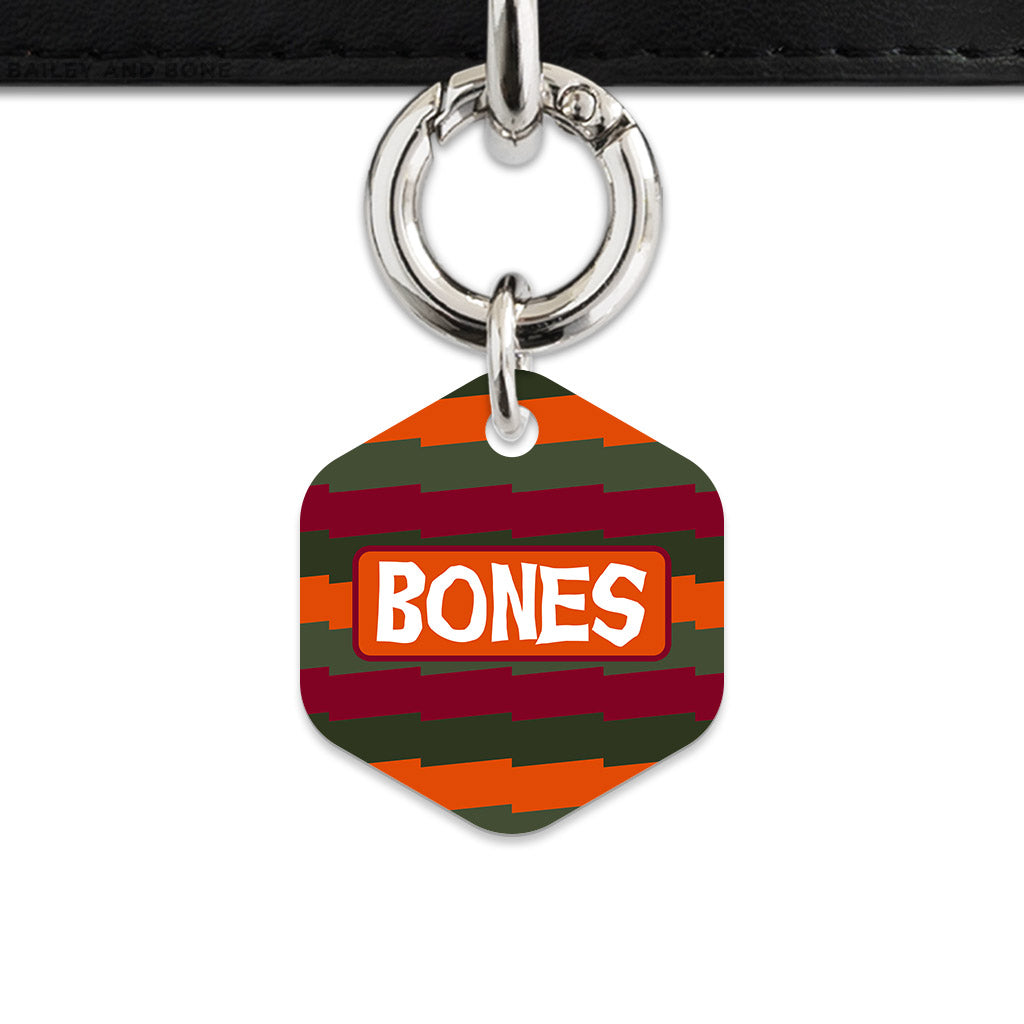 Green And Orange Spooky Stripes Pet ID Tag