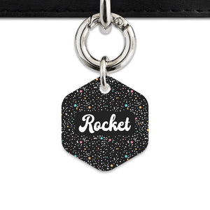 Black Pastel Stars Pet ID Tag