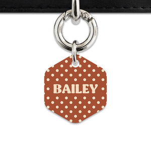Brown And Beige Polka Dots Pet ID Tag