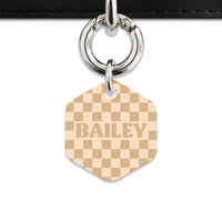Beige And Tan Checkers Pet ID Tag