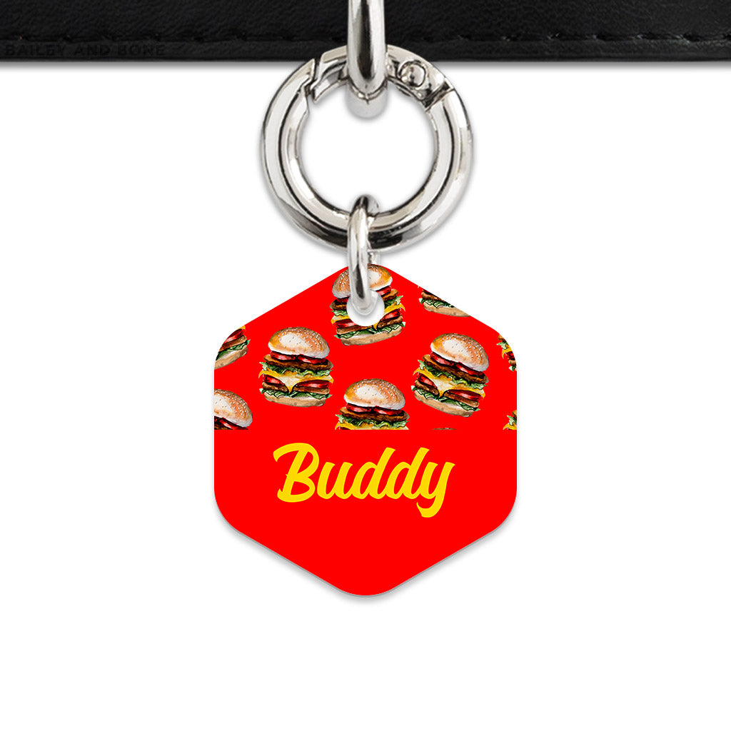 Burger Pattern Pet ID Tag
