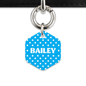 Blue And White Polka Dots Pet ID Tag