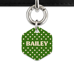 Green And Beige Polka Dots Pet ID Tag