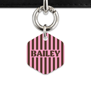 Pink And Brown Stripes Pet ID Tag