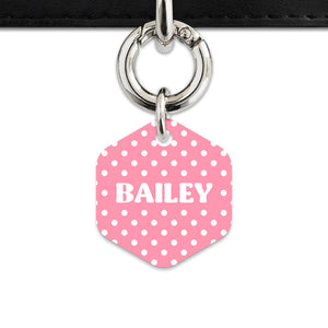 Pink And White Polka Dot Pet ID Tag