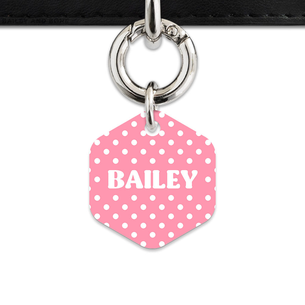 Pink And White Polka Dot Pet ID Tag