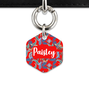 Red Paisley Pattern Pet ID Tag