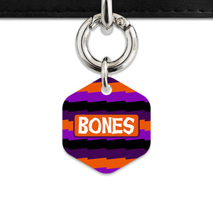 Purple And Orange Spooky Stripes Pet ID Tag