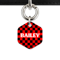 Black And Red Checkers Pet ID Tag