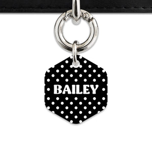 Black And White Polka Dots Pet ID Tag