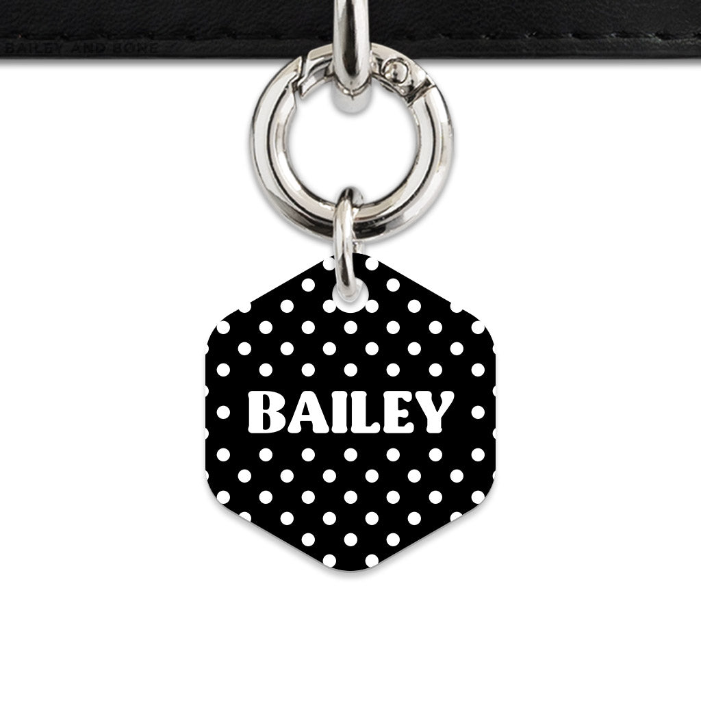Black And White Polka Dots Pet ID Tag