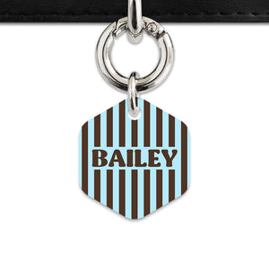 Blue And Brown Stripes Pet ID Tag