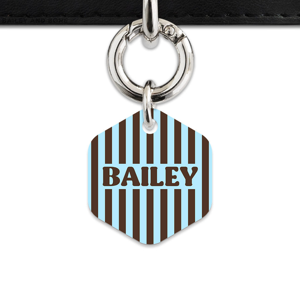 Blue And Brown Stripes Pet ID Tag