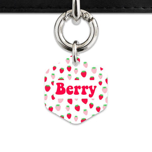 Pink And Red Strawberries Pet ID Tag
