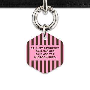 Pink And Brown Stripes Pet ID Tag
