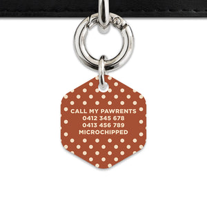 Brown And Beige Polka Dots Pet ID Tag