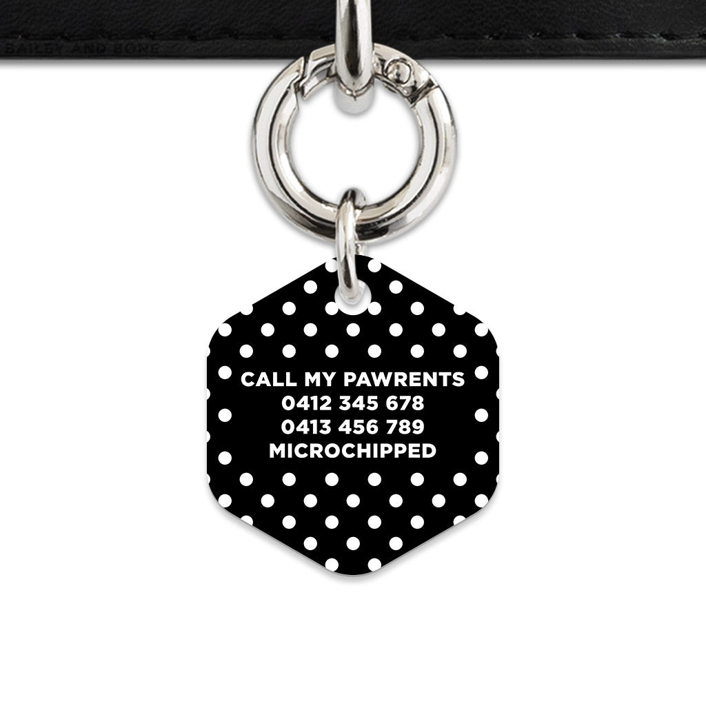 Black And White Polka Dots Pet ID Tag