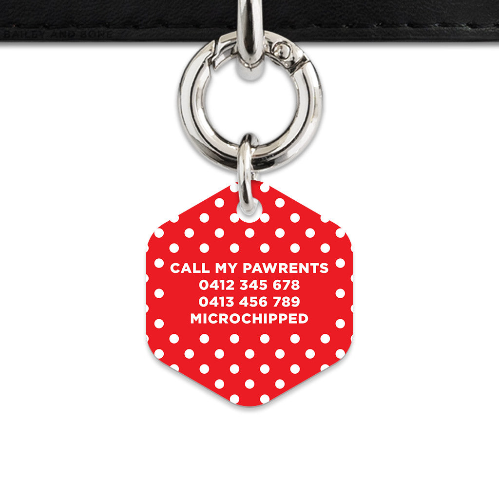 Red And White Polka Dots Pet ID Tag