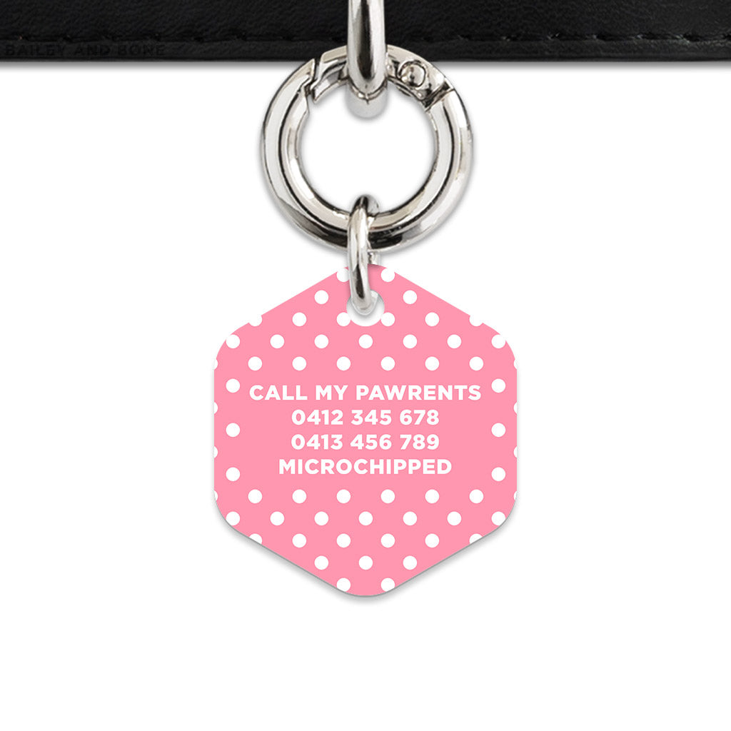 Pink And White Polka Dot Pet ID Tag