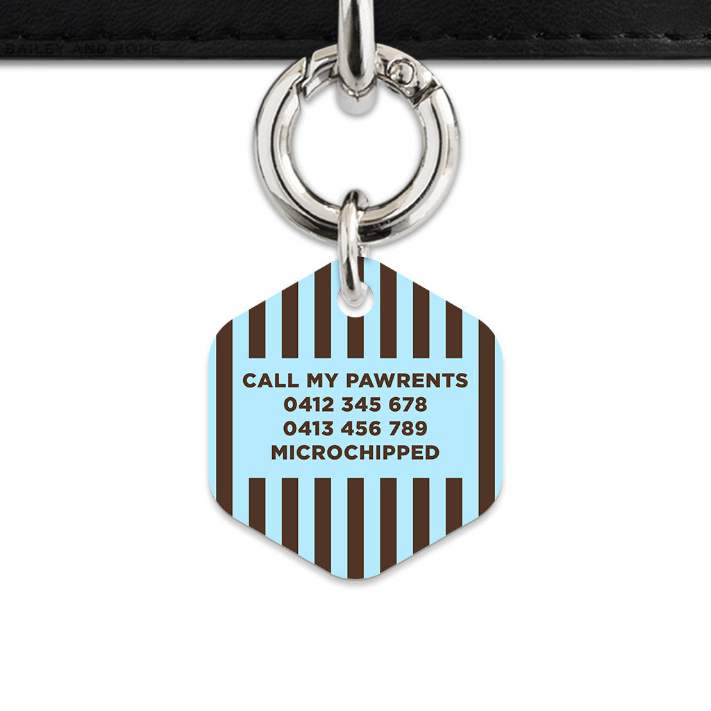 Blue And Brown Stripes Pet ID Tag