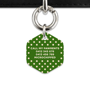 Green And Beige Polka Dots Pet ID Tag