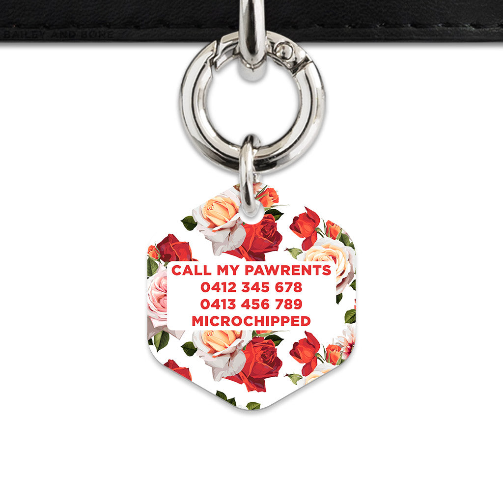 Red And White Roses Pet ID Tag