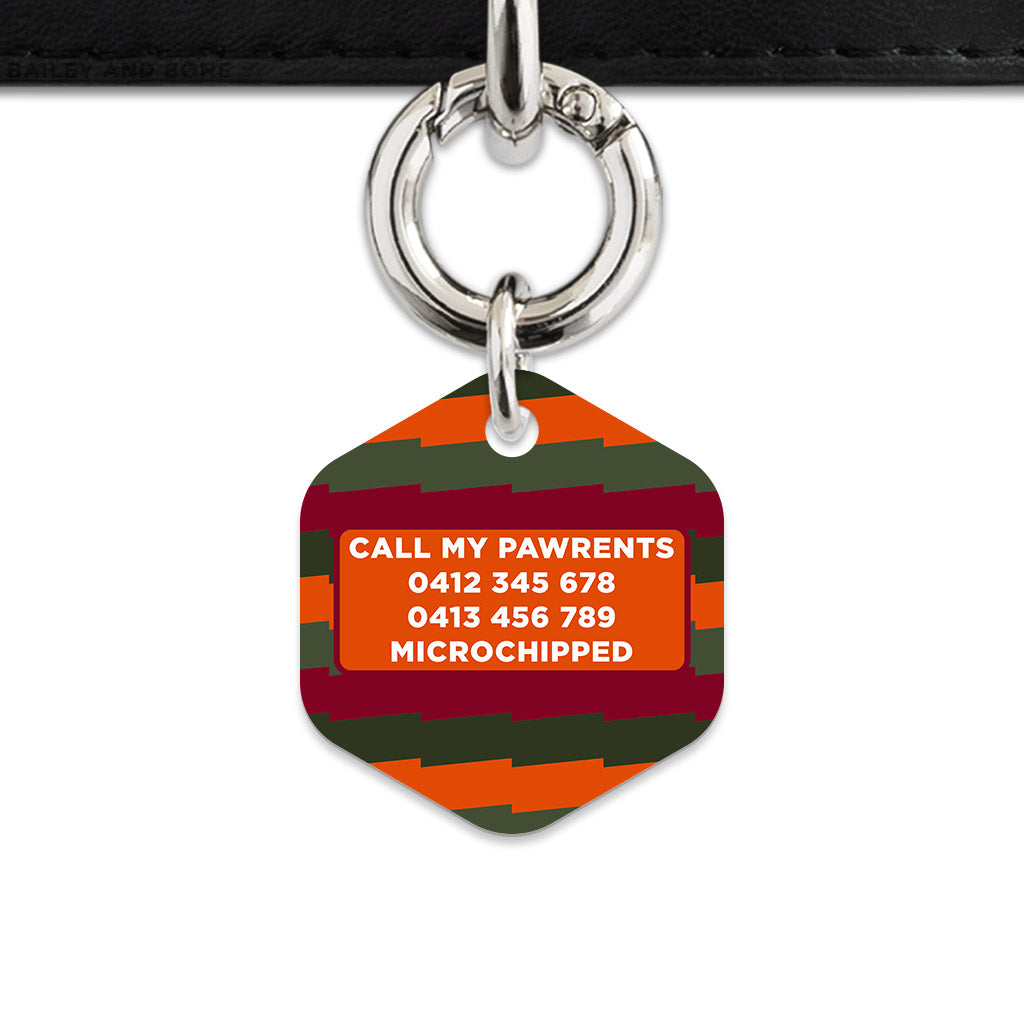 Green And Orange Spooky Stripes Pet ID Tag