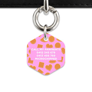 Pink Waffles Pattern Pet ID Tag